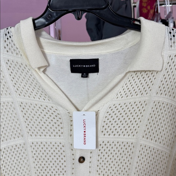Lucky Brand Men’s Crochet Knit Button-Down Polo – NWT XL - Picture 4 of 7